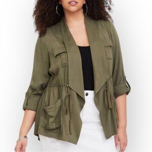 Torrid Light Weight Drape Front Anorak in Deep  Depths 4X